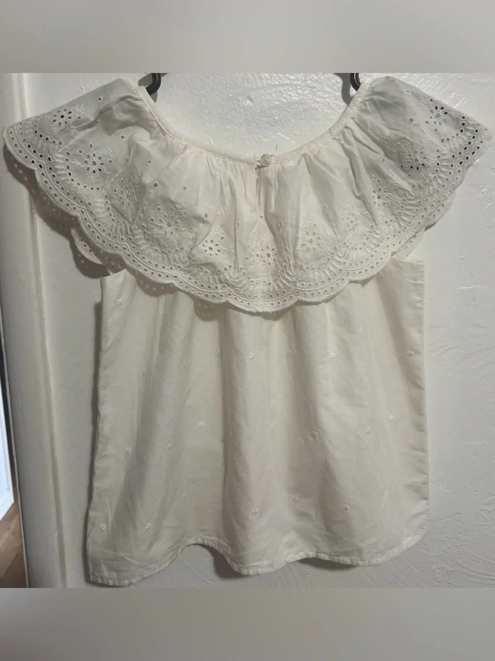 #9 NWT Gap Girls' White Eyelet Ruffle Top Size M(8)